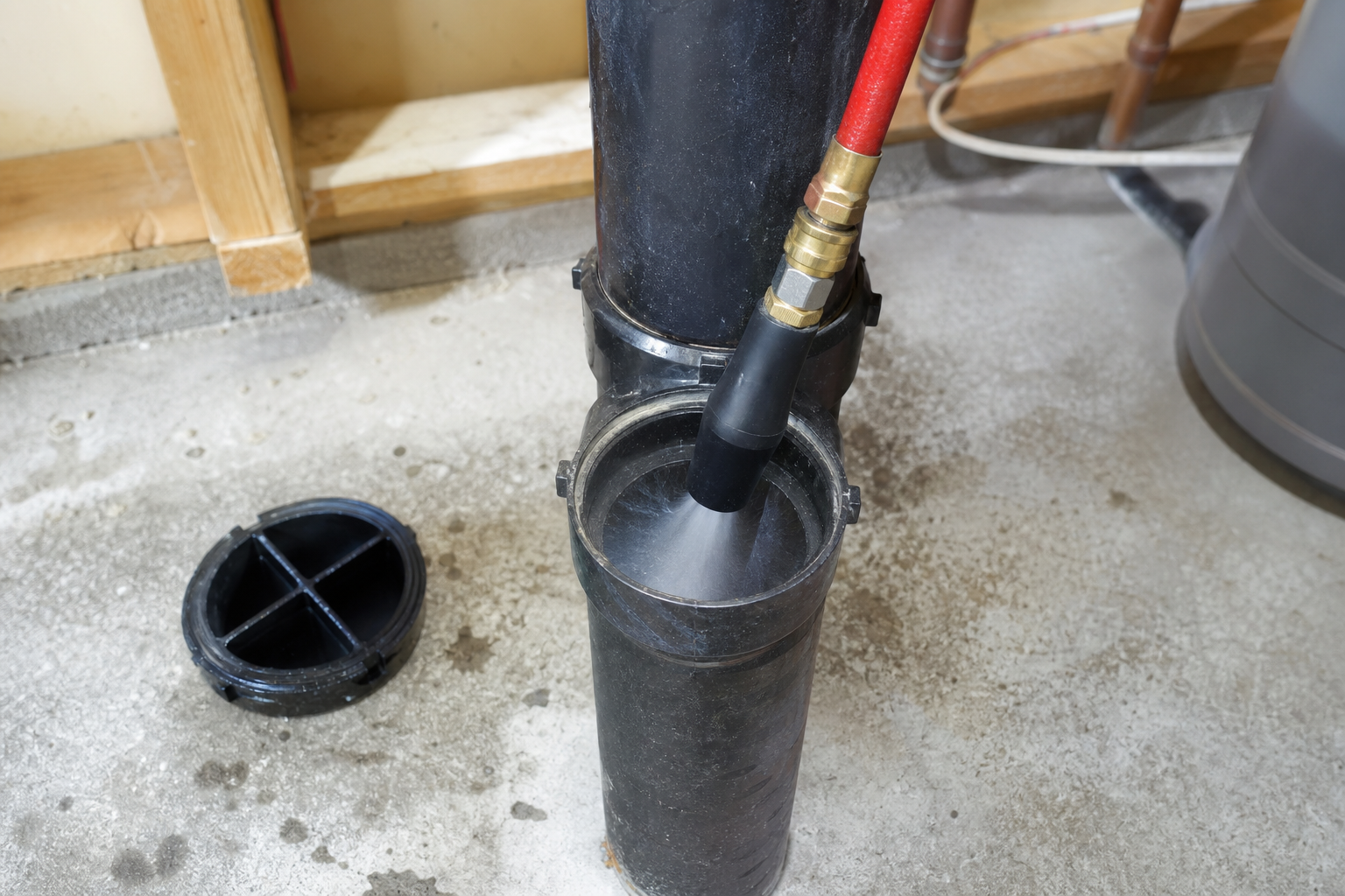 High pressure water hydro jetting equipment performing kitchen drain cleaning aurora co to scour grease.